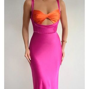 Runway label pink and orange dress